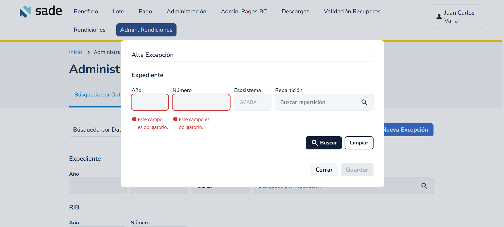 Alta excepcion